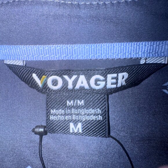 Voyager Mens Medium Short Sleeve Button-Up Shirt Gray Patterned  Grey Med M - Picture 5 of 9